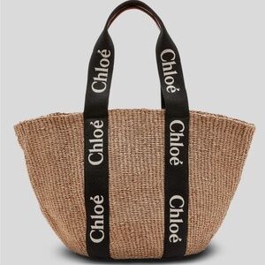 Chloe Woody Large Mifuko Basket Bag with Logo Webbing